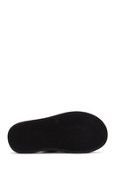 Women's Black Double-Striped Leather Comfort Slippers | Derimod