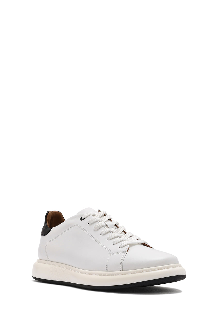 Men's White Lace-up Leather Sneaker