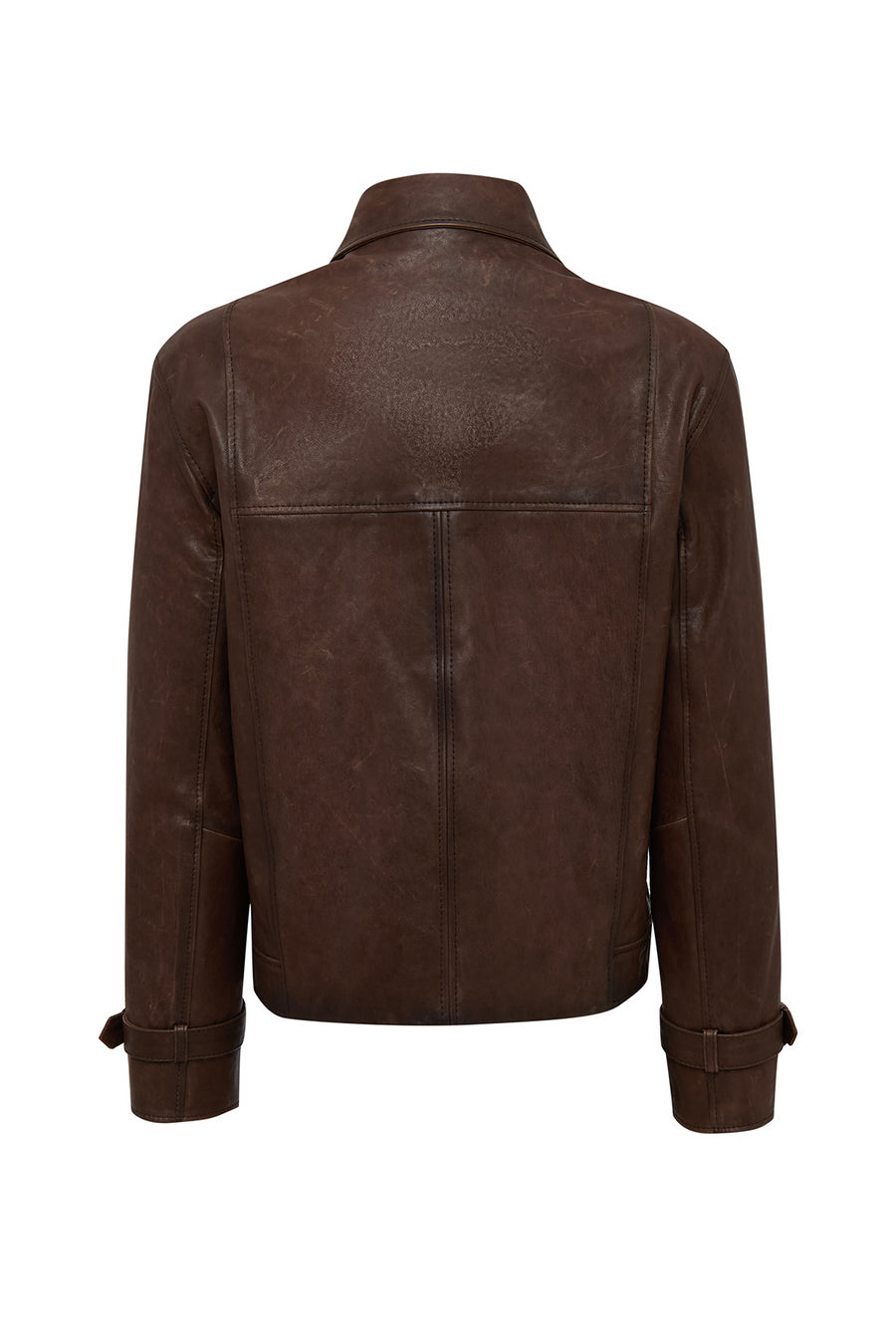 Paloma Women's Brown Double-Breasted Collar Oversize Leather Coat