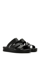 Women's Black Leather Slippers | Derimod