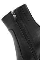 Women's Black Zippered Thick Heeled Leather Boots | Derimod