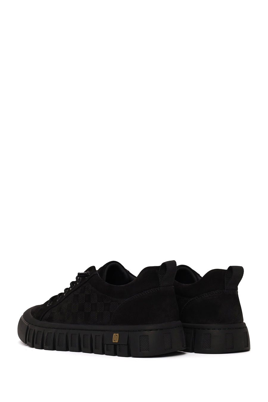 Erkek Siyah Bağcıklı Kalın Tabanlı Nubuk Deri Sneaker