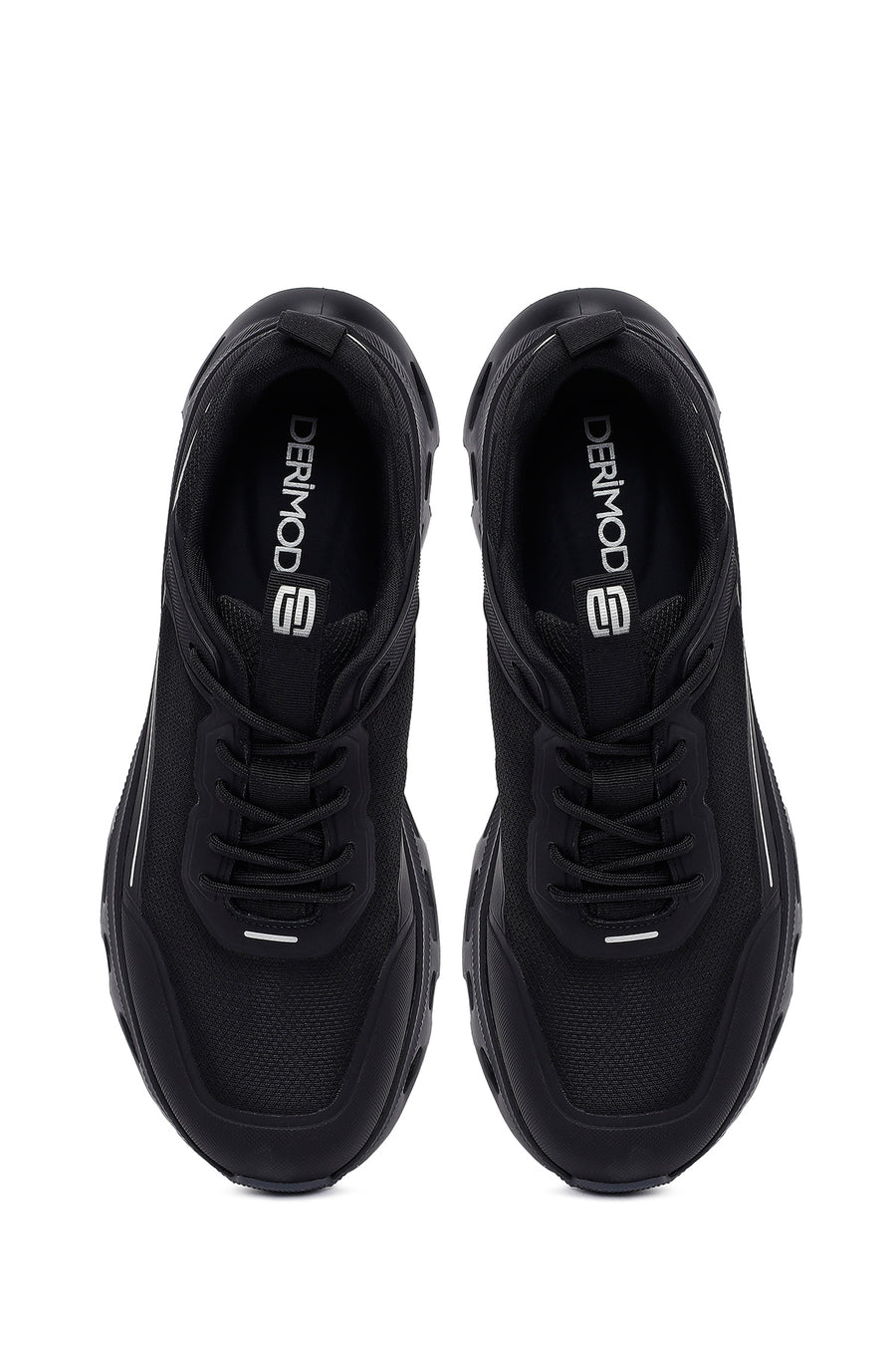 Erkek Siyah Bağcıklı Kalın Tabanlı Kumaş Sneaker