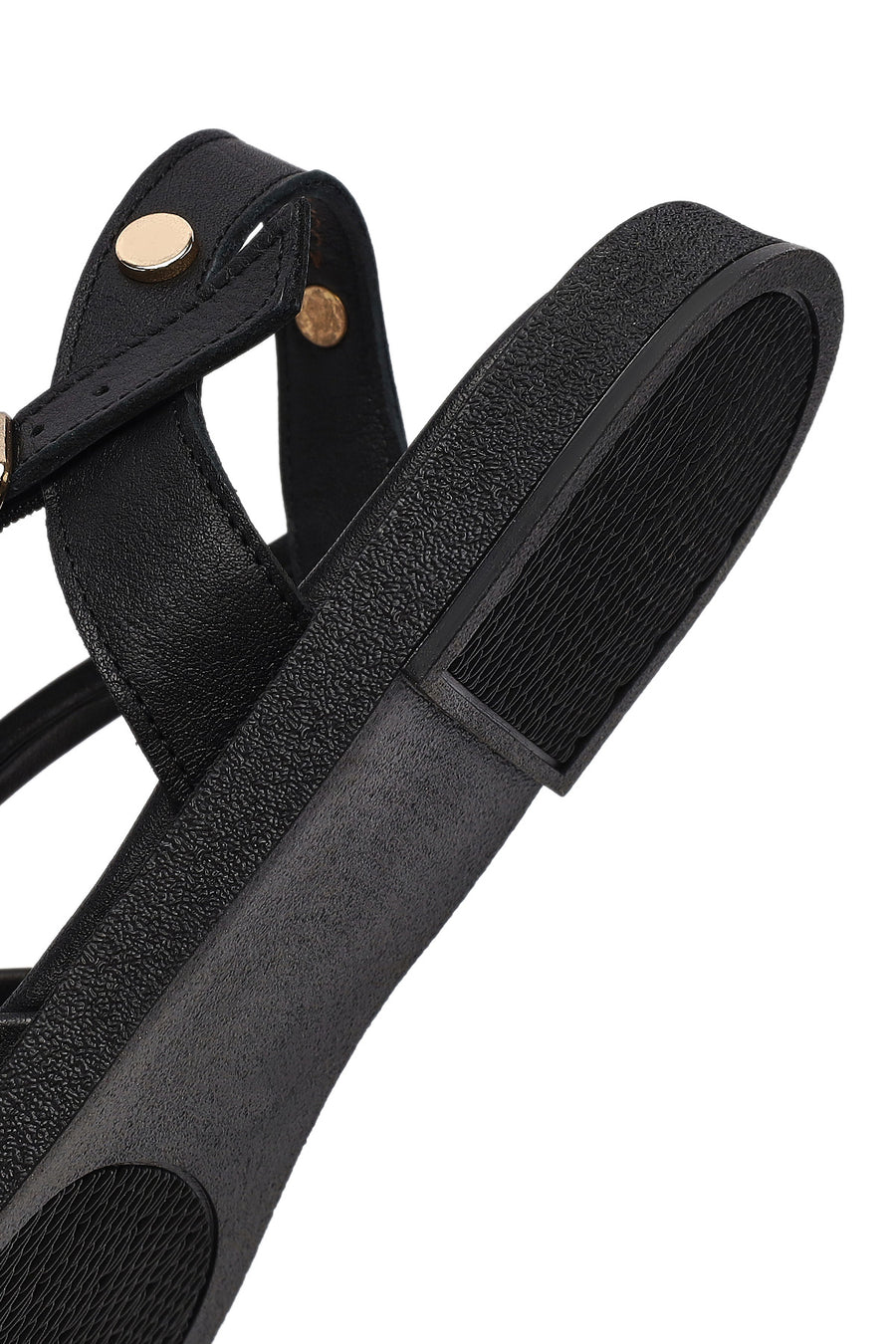 Women's Black Buckled Leather Sandals