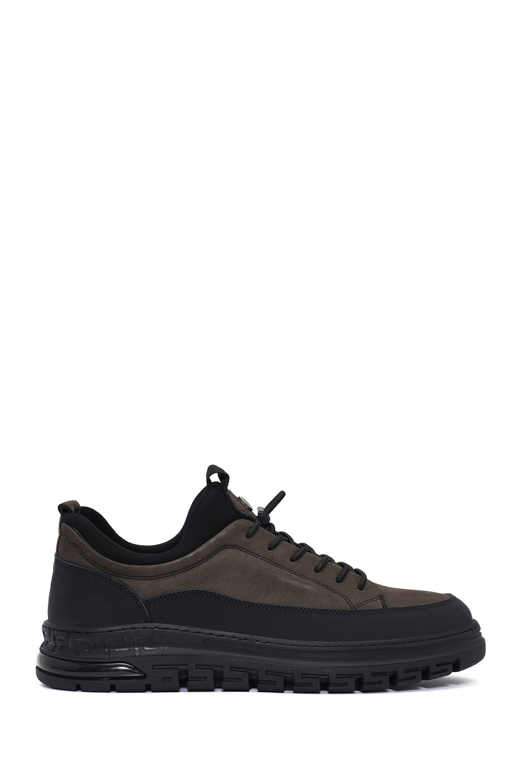 Erkek Gri Bağcıklı Kalın Tabanlı Nubuk Deri Sneaker