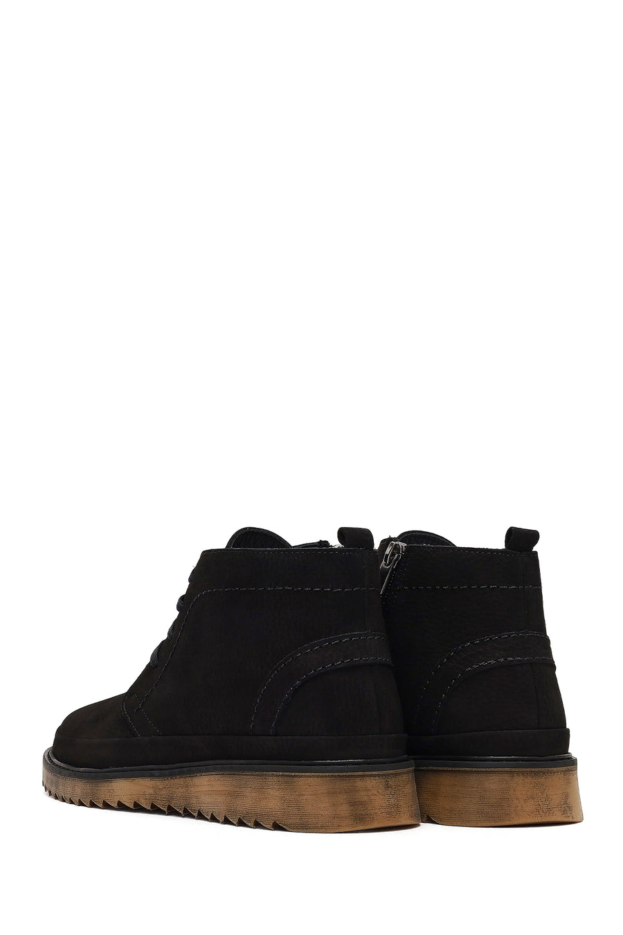 Male Black Zip Closure Nubuck Leather Boots