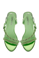 Women's Green Stone Thin Heel Sandals | Derimod