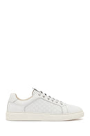 Erkek Beyaz Bağcıklı Desenli Deri Sneaker | Derimod