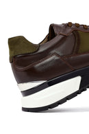 Men's Brown Lace-Up Thick-Soled Leather Casual Sneaker | Derimod