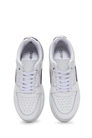 Women's White Leather Thick Soled Sneaker | Derimod