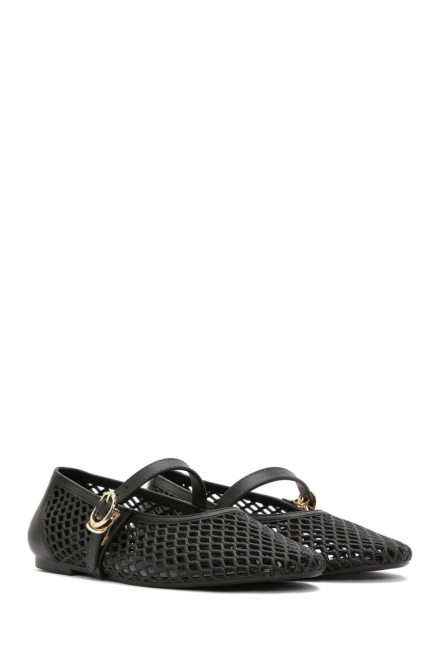 Women's Black Buckled Jelly Ballerinas
