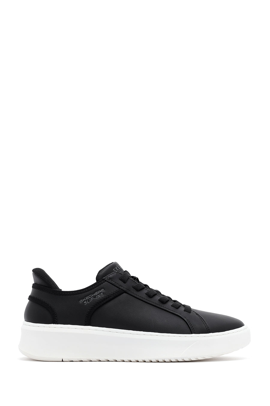 Skechers Men's Black Court Break Lace-Up Chunky Sole Leather Sneakers 183177 BLK | Derimod