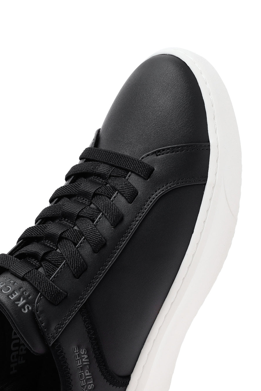 Skechers Men's Black Court Break Lace-Up Chunky Sole Leather Sneakers