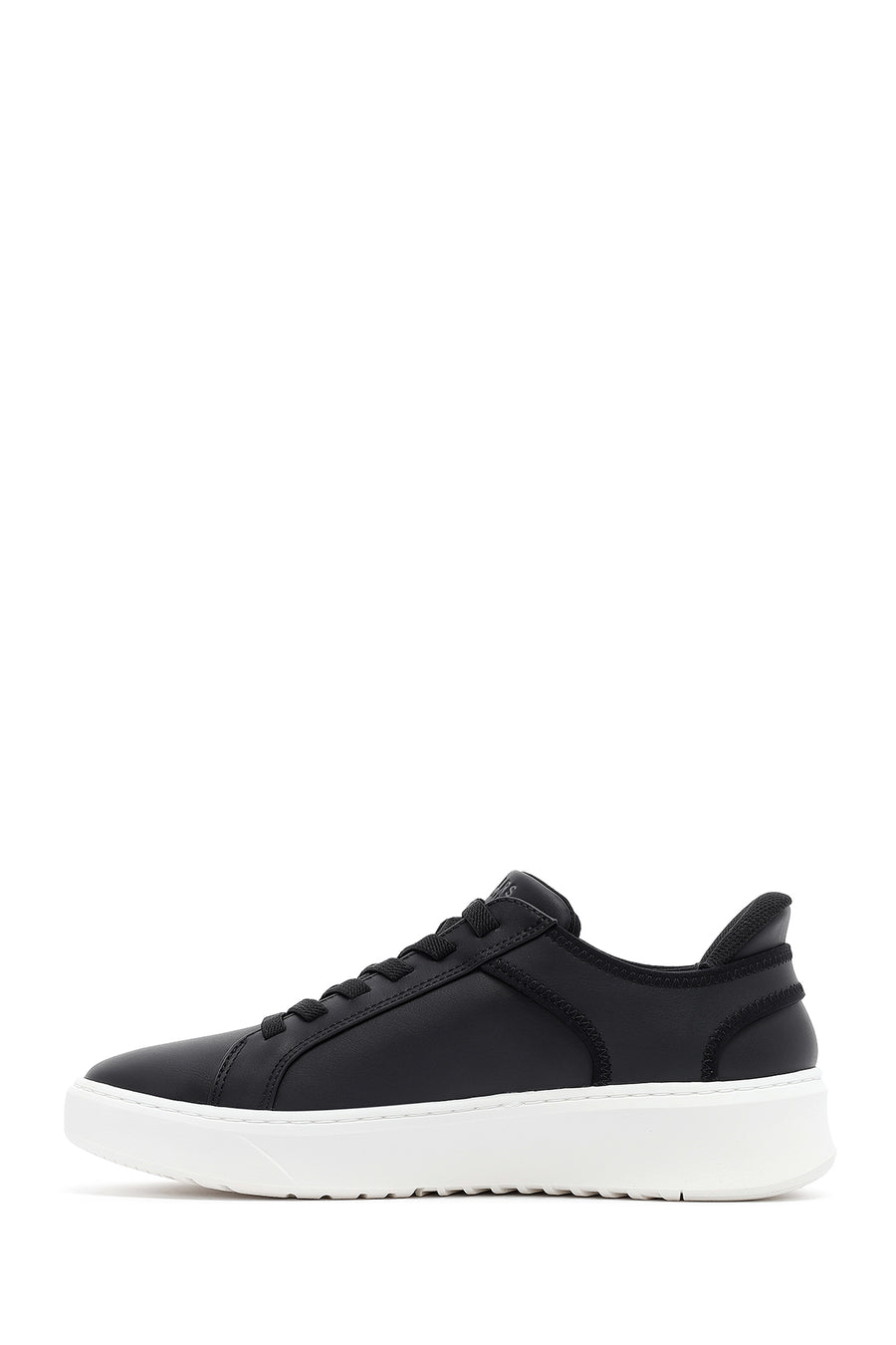 Skechers Men's Black Court Break Lace-Up Chunky Sole Leather Sneakers