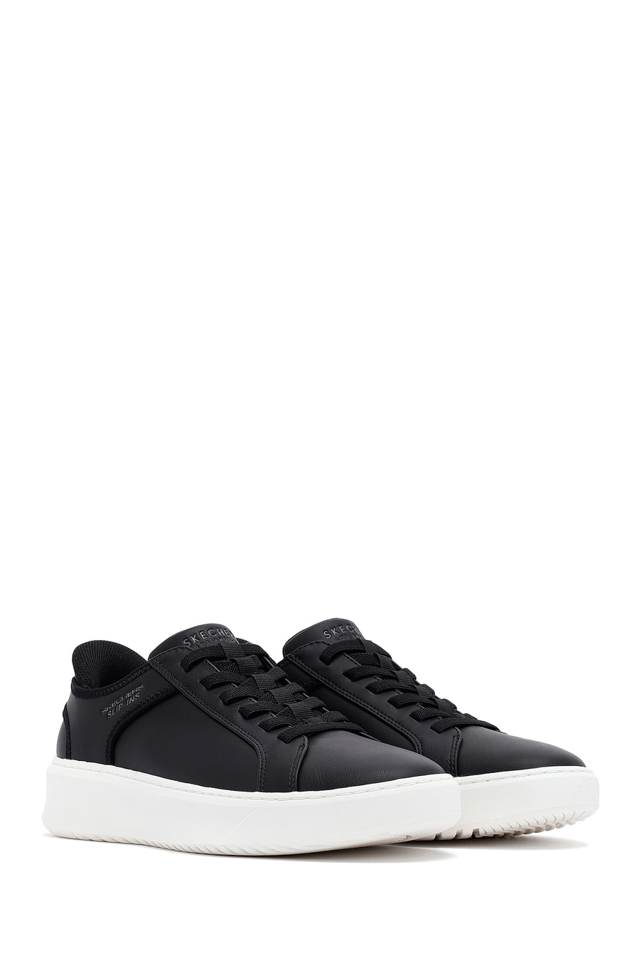 Skechers Men's Black Court Break Lace-Up Chunky Sole Leather Sneakers