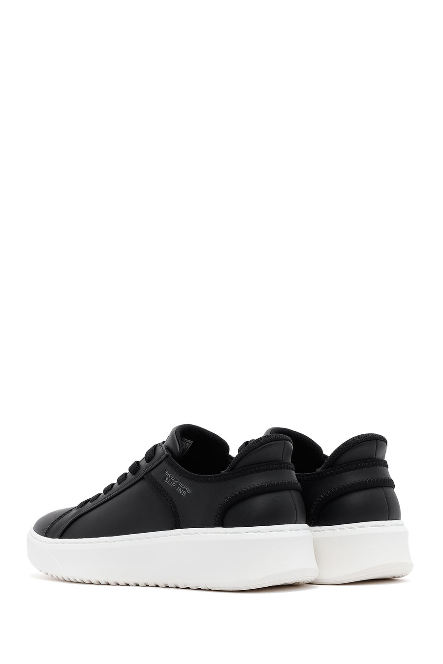 Skechers Men's Black Court Break Lace-Up Chunky Sole Leather Sneakers