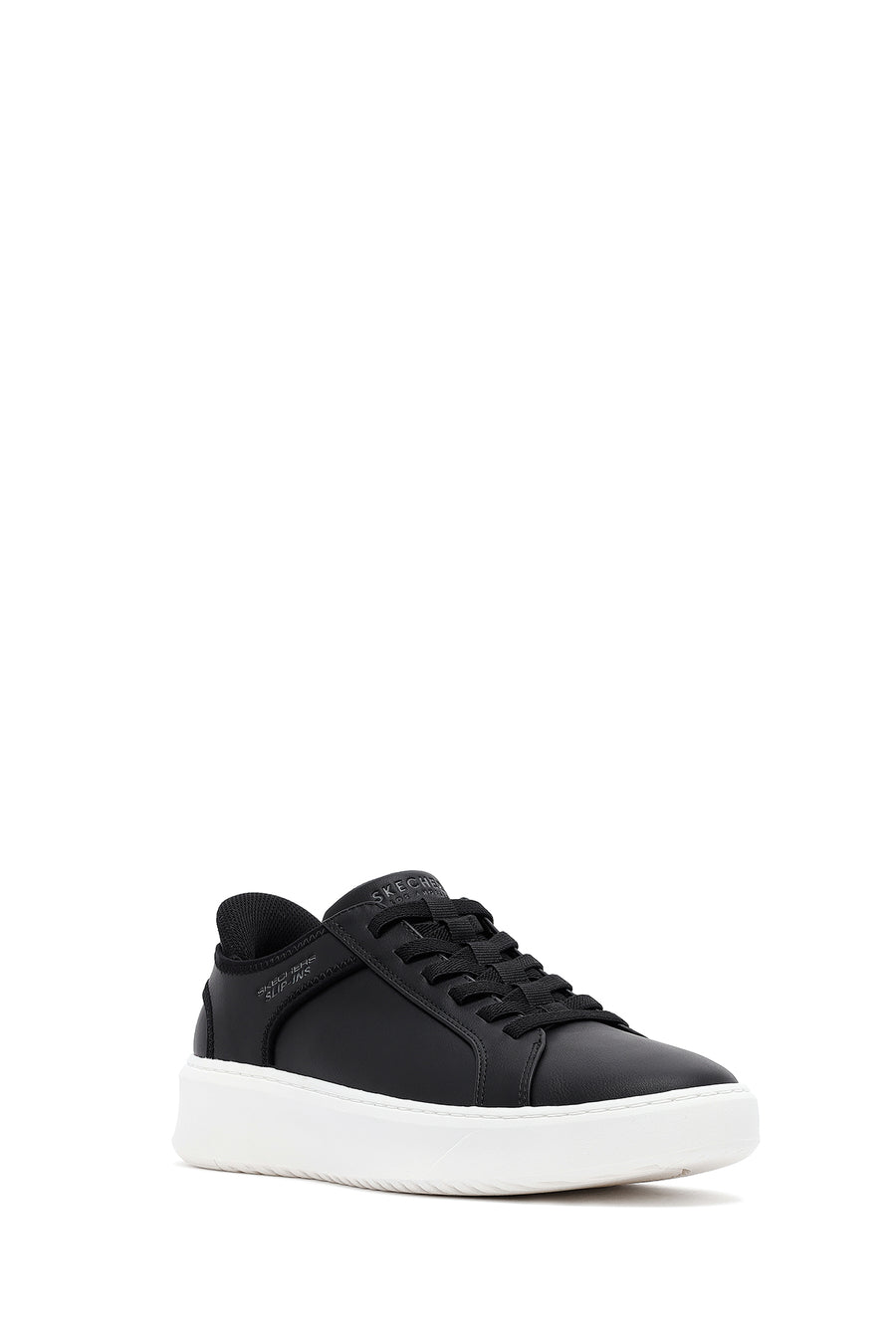 Skechers Men's Black Court Break Lace-Up Chunky Sole Leather Sneakers