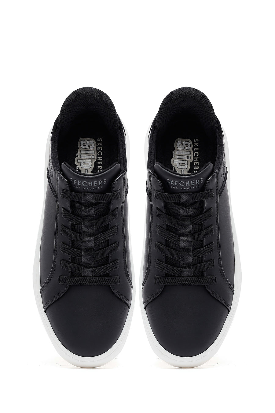 Skechers Men's Black Court Break Lace-Up Chunky Sole Leather Sneakers
