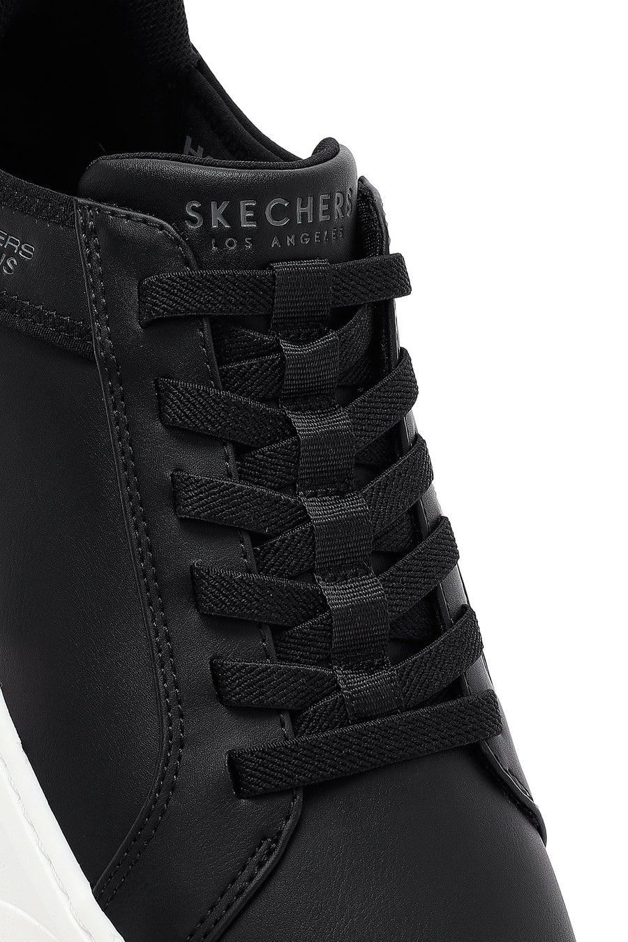 Skechers Men's Black Court Break Lace-Up Chunky Sole Leather Sneakers