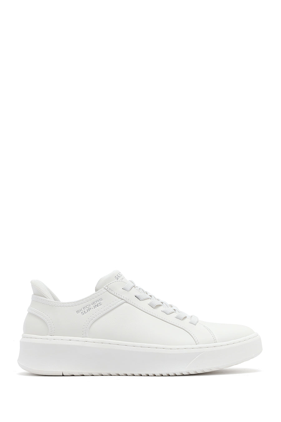 Skechers Men's White Court Break Lace-Up Chunky Sole Leather Sneakers 183177 WHT | Derimod
