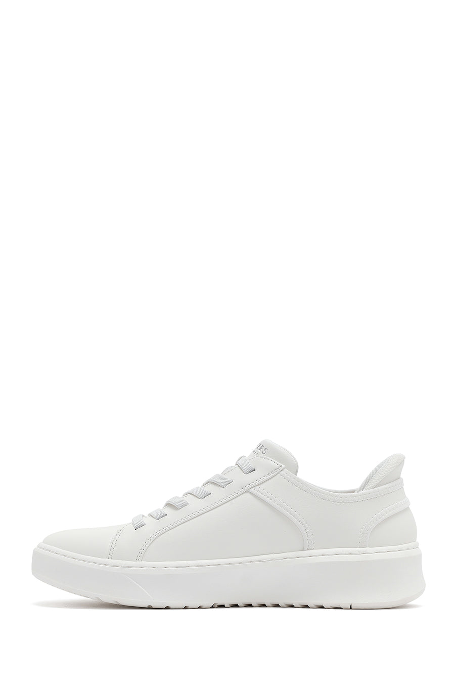 Skechers Men's White Court Break Lace-Up Chunky Sole Leather Sneakers