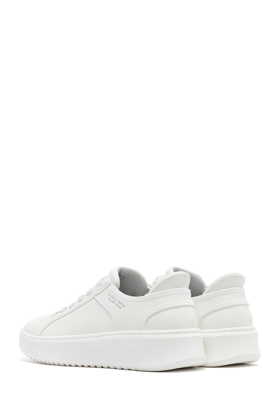Skechers Men's White Court Break Lace-Up Chunky Sole Leather Sneakers