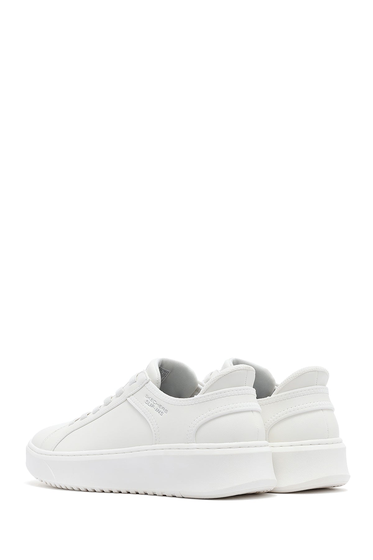 183177 Wht Skechers Erkek Beyaz Court Break Bağcıklı Kalın Tabanlı Deri Sneaker ...