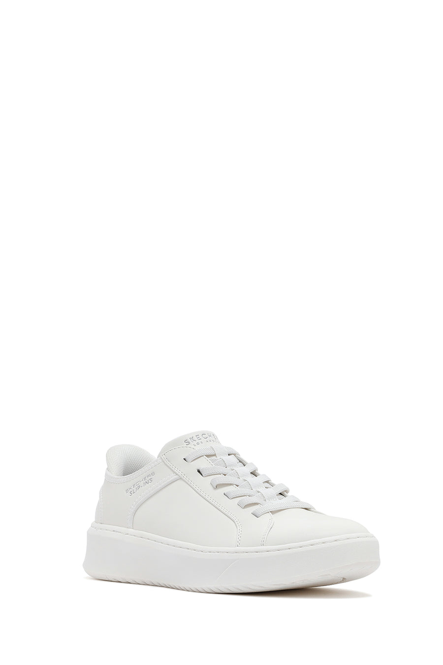 Skechers Men's White Court Break Lace-Up Chunky Sole Leather Sneakers
