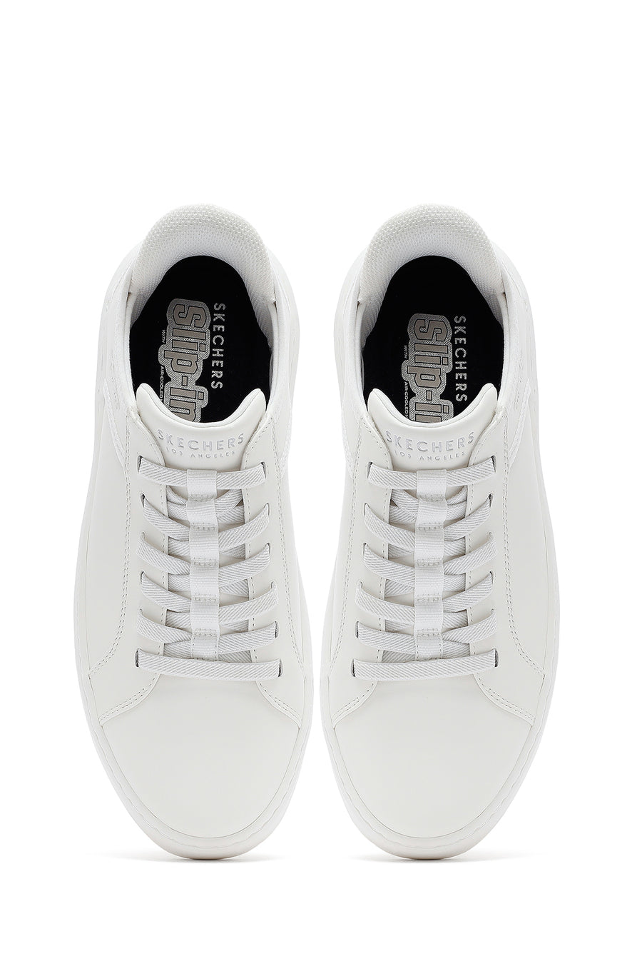 Skechers Men's White Court Break Lace-Up Chunky Sole Leather Sneakers