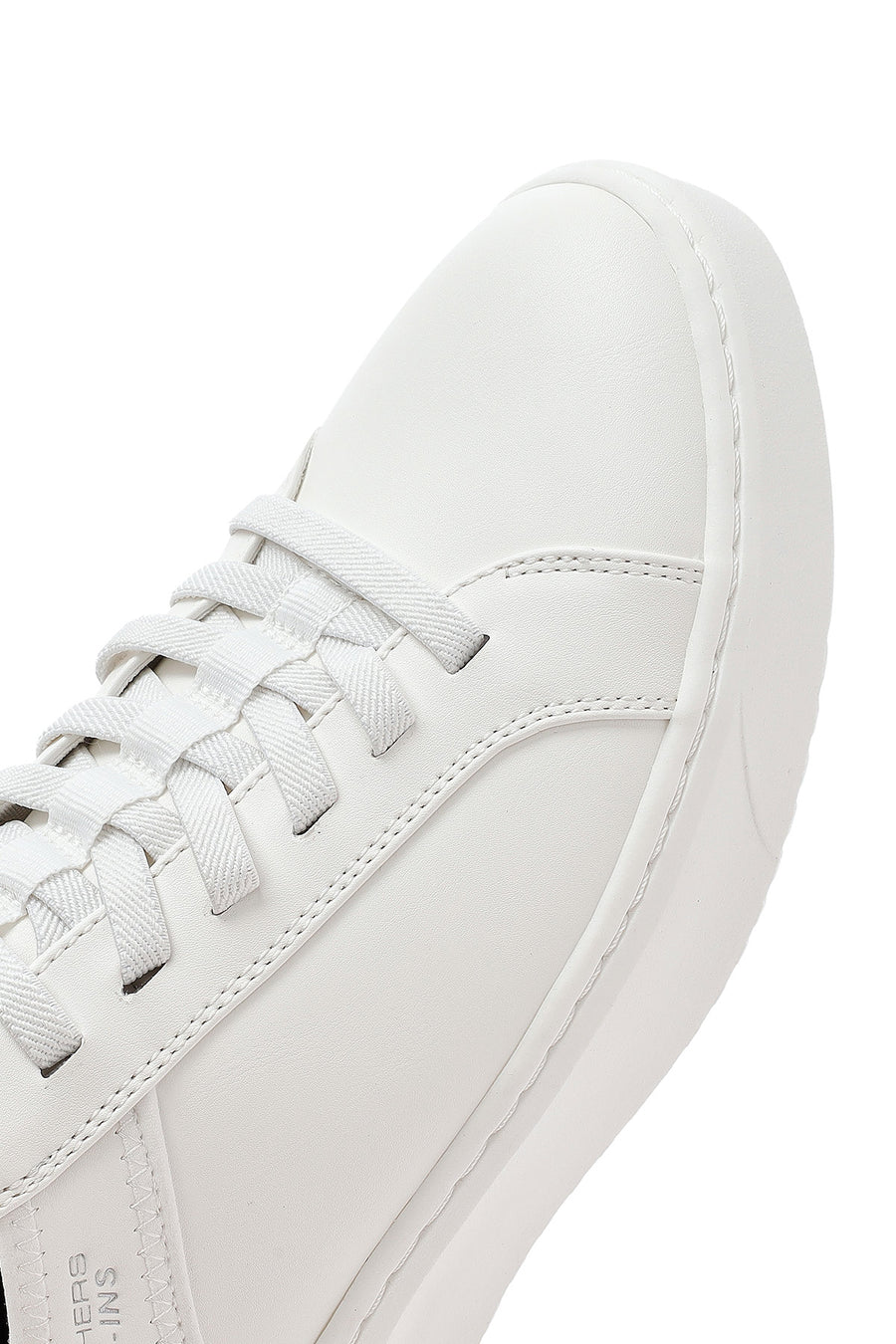 Skechers Men's White Court Break Lace-Up Chunky Sole Leather Sneakers