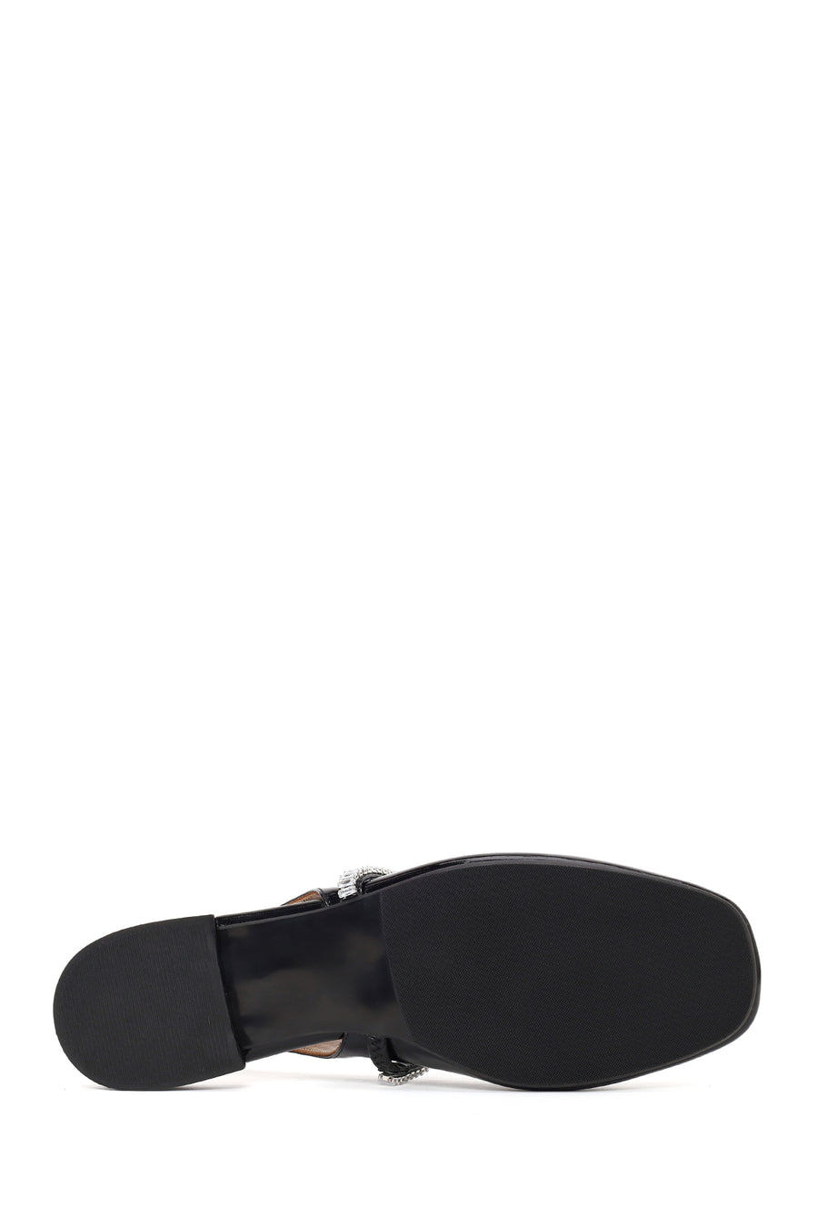 Woman Black Jeweled Open-Back Patent Leather Leather Ballet Flat
