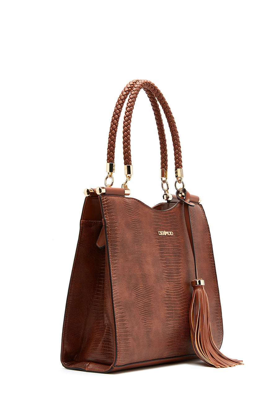 Women's Tan Snakeskin Patterned Shoulder Bag