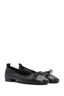 Women's Black Buckle Detailed Leather Ballerinas | Derimod