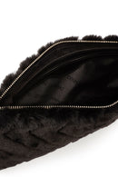 Women's Black Chain Strap Plush Clutch Bag | Derimod