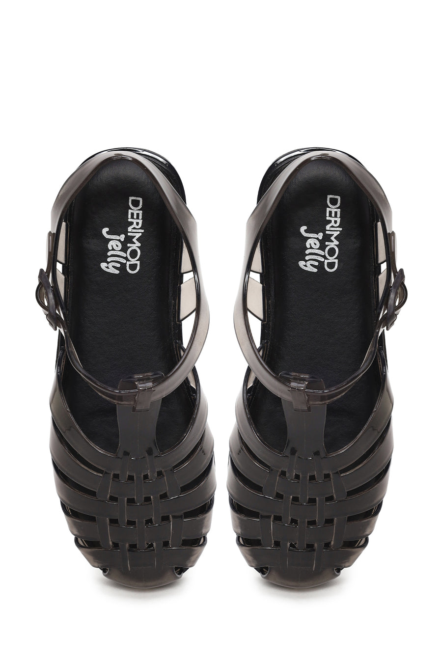 Woman Black Buckled Jelly Transparent Sandal
