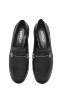 Women's Black Buckled Leather Masculine Loafer | Derimod