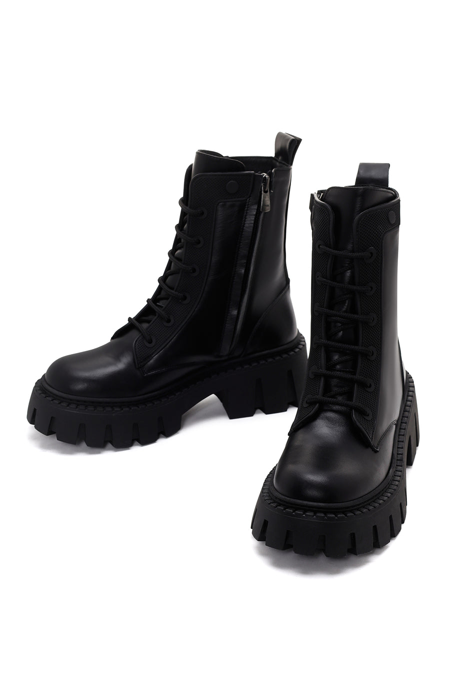 Women's Black Zippered Leather Boots