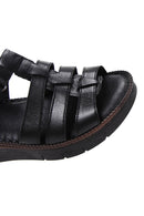 Women's Black Leather Comfort Sandals | Derimod