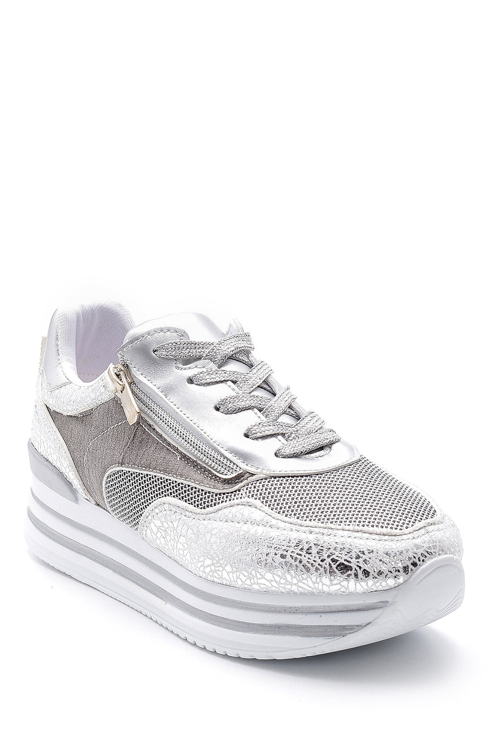 Kadın Yüksek Taban Fermuar Detaylı Sneaker