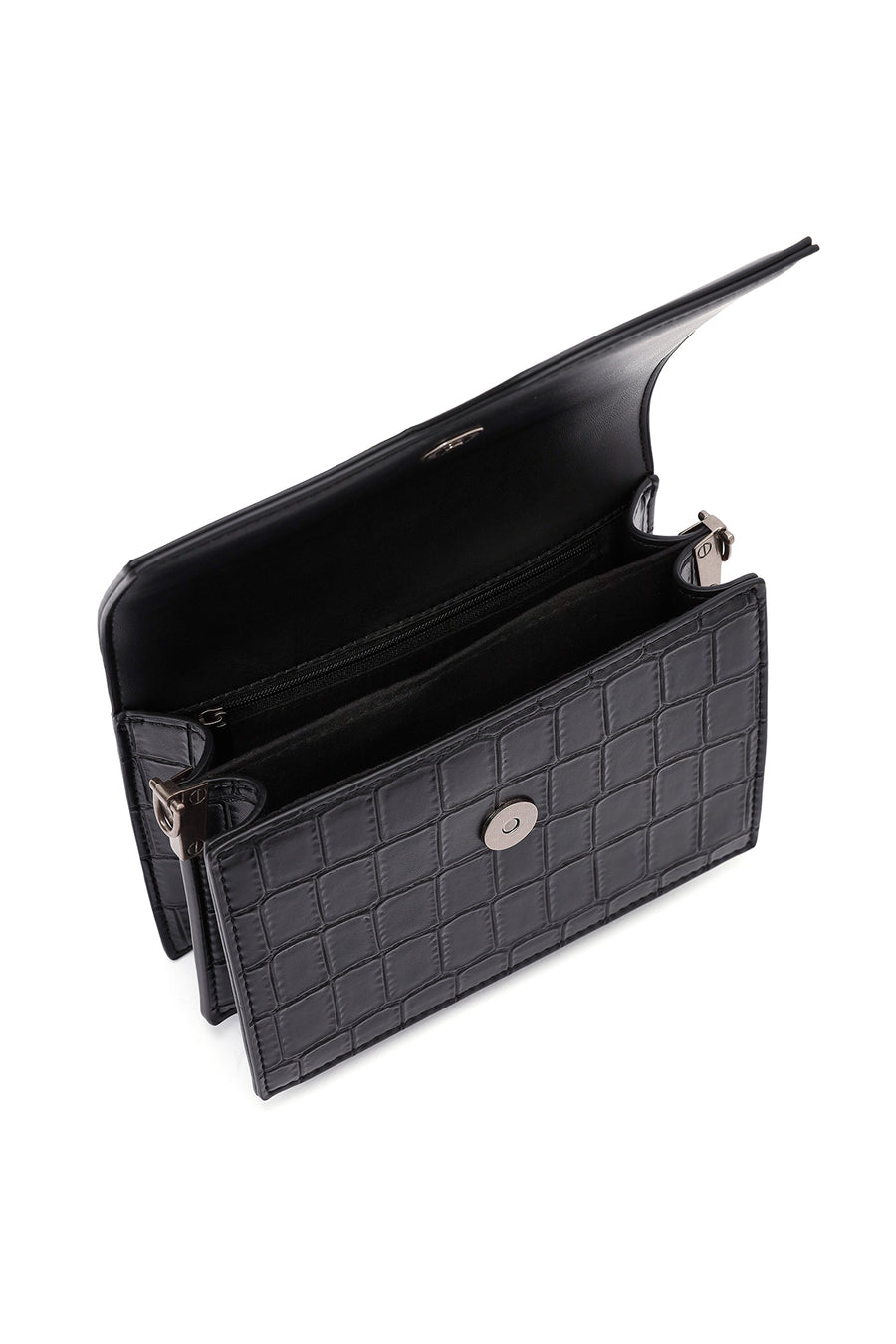 Women's Black Long Strap Chain Detailed Mini Handbag