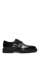 Men's Black Double Buckle Leather Casual Shoes | Derimod