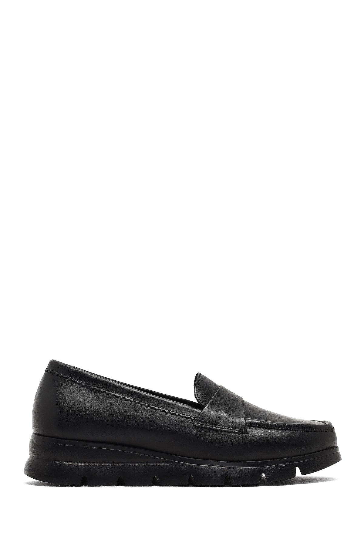 Woman Black Wedge Heel Leather Comfort Loafer AF170019DV | Derimod