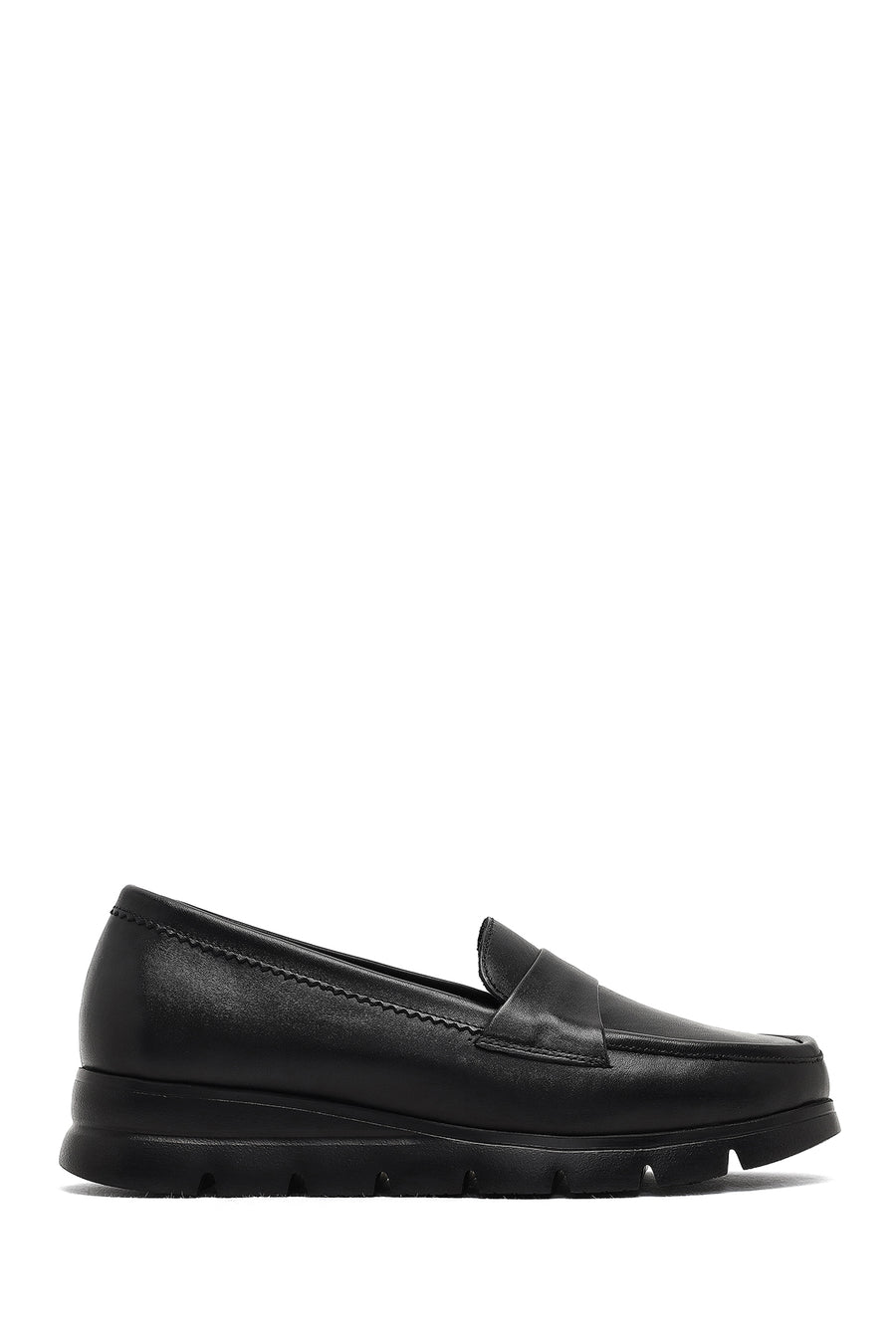 Kadın Siyah Dolgu Topuklu Deri Comfort Loafer AF170019DV | Derimod