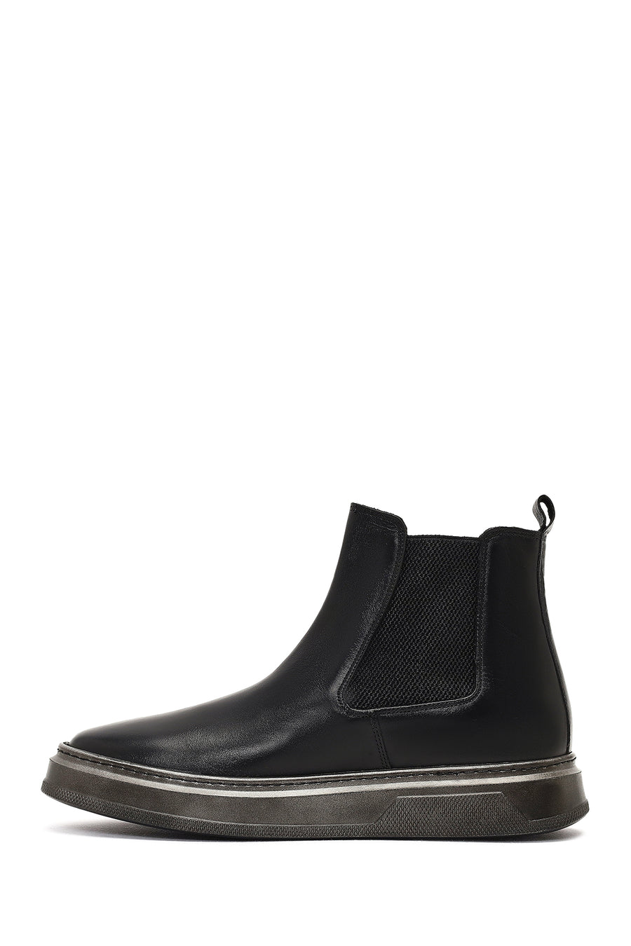 Men's Black Thick-Soled Leather Chelsea Boot