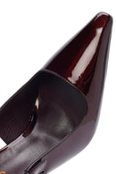 Women's Burgundy Buckled Slingback Heeled Patent Leather Shoes | Derimod