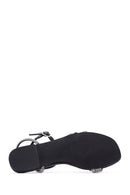 Women's Black Stone Flat Sandals | Derimod