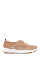 Women's Beige Leather Comfort Shoes | Derimod