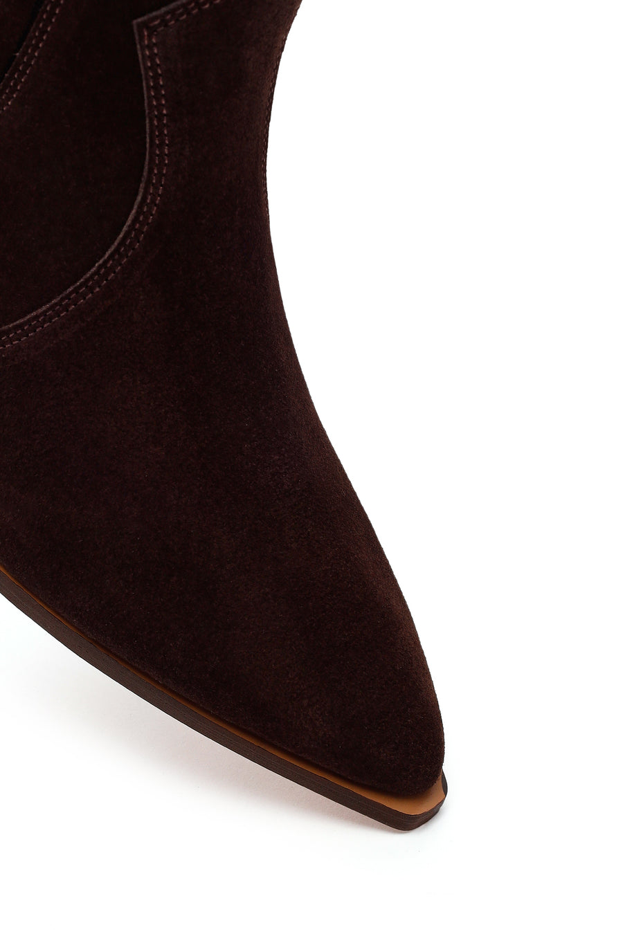 Woman Brown Chunky-Heeled Suede Cowboy Boots