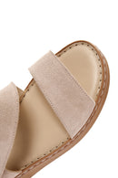 Women's Beige Strappy Suede Leather Sandals | Derimod