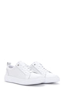 Men's White Leather Printed Sneaker | Derimod